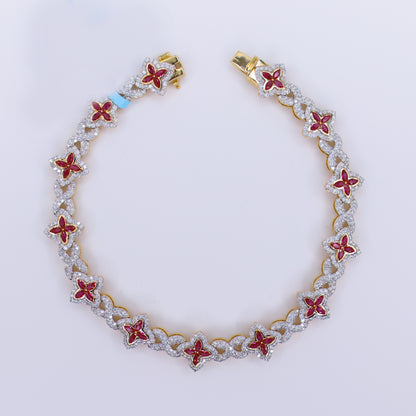 10k Solid Gold Diamond Gemstone 10.50mm Clover Infinity Bracelet - 20193