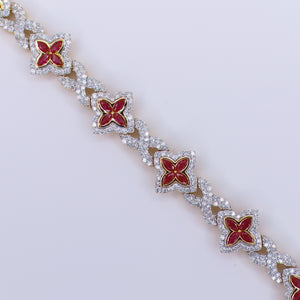 10k Solid Gold Diamond Gemstone 10.50mm Clover Infinity Bracelet - 20193