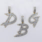 10k Solid Gold Baguette Diamond 3D Brush Initial Pendants - 60489