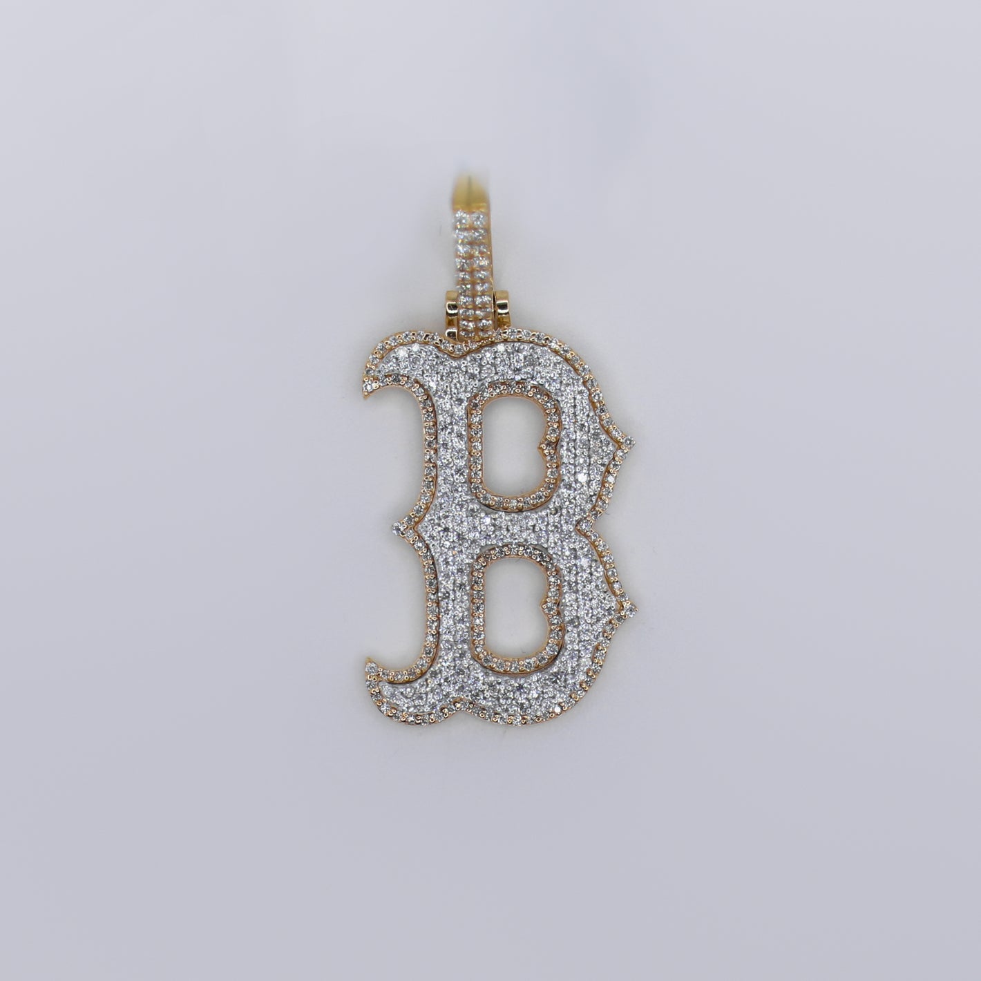 14k Solid Gold Diamond Custom B Sport Logo Pendant - 60491