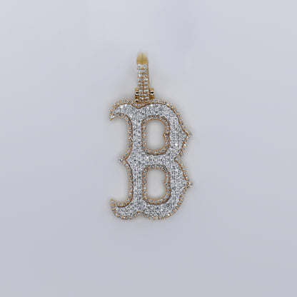 14k Solid Gold Diamond Custom B Sport Logo Pendant - 60491