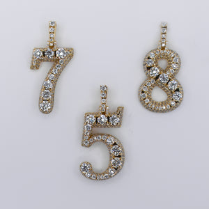 10k Solid Gold Center Pointer Diamond Number Pendants - 60492