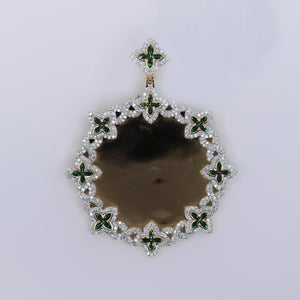10k Solid Gold Diamond Gemstone Clover Picture Pendant - 60493