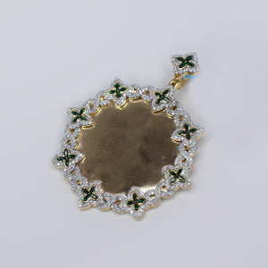 10k Solid Gold Diamond Gemstone Clover Picture Pendant - 60493