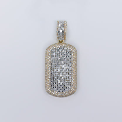 14k Solid Gold VS Diamond Baguette Dog Tag Pendant - 60494