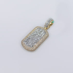 14k Solid Gold VS Diamond Baguette Dog Tag Pendant - 60494