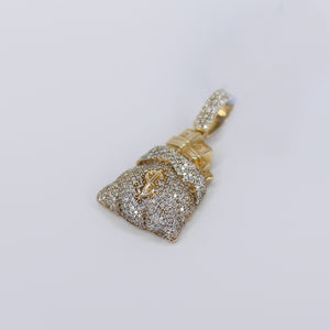 14k Solid Gold VS Diamond Money Bag Pendant - 60495