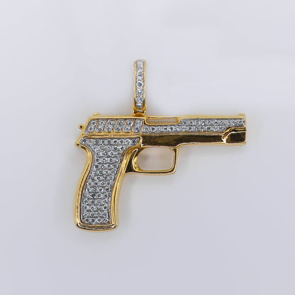 10k Solid Gold Diamond Glock Pendant  - 60496