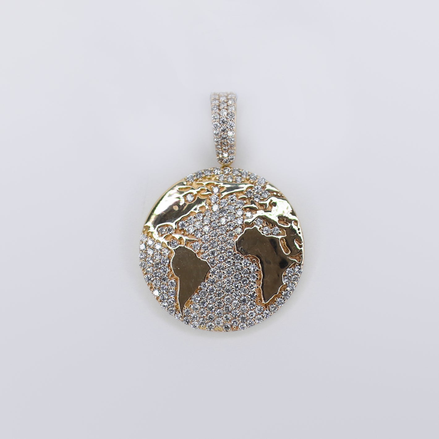 14k Solid Gold VS Diamond World Pendant  - 60497