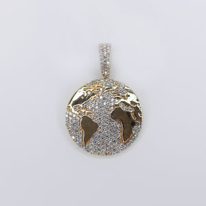 14k Solid Gold VS Diamond World Pendant  - 60497