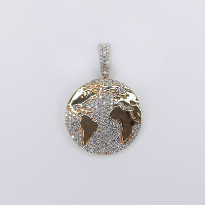 14k Solid Gold VS Diamond World Pendant  - 60497