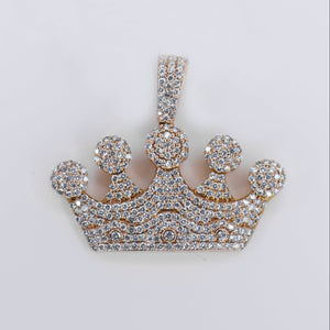 14k Solid Rose Gold VS Diamond Crown Pendant  - 60498