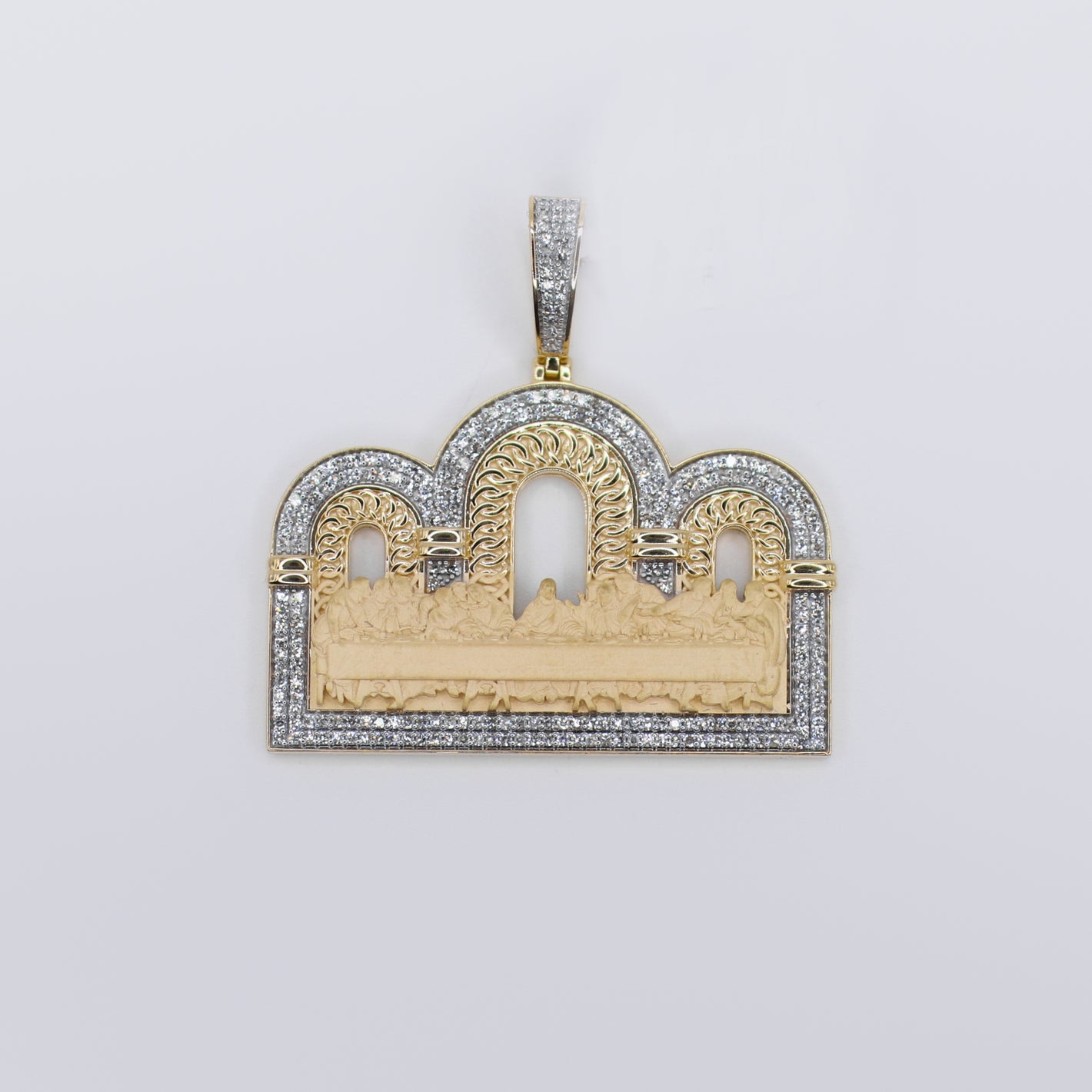 10k Solid Gold Diamond Arch Last Supper Pendant  - 60500