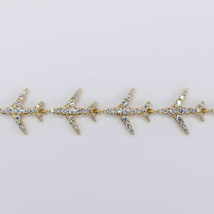 10k Solid Gold VS1 Diamond Airplane Bracelet - 20194