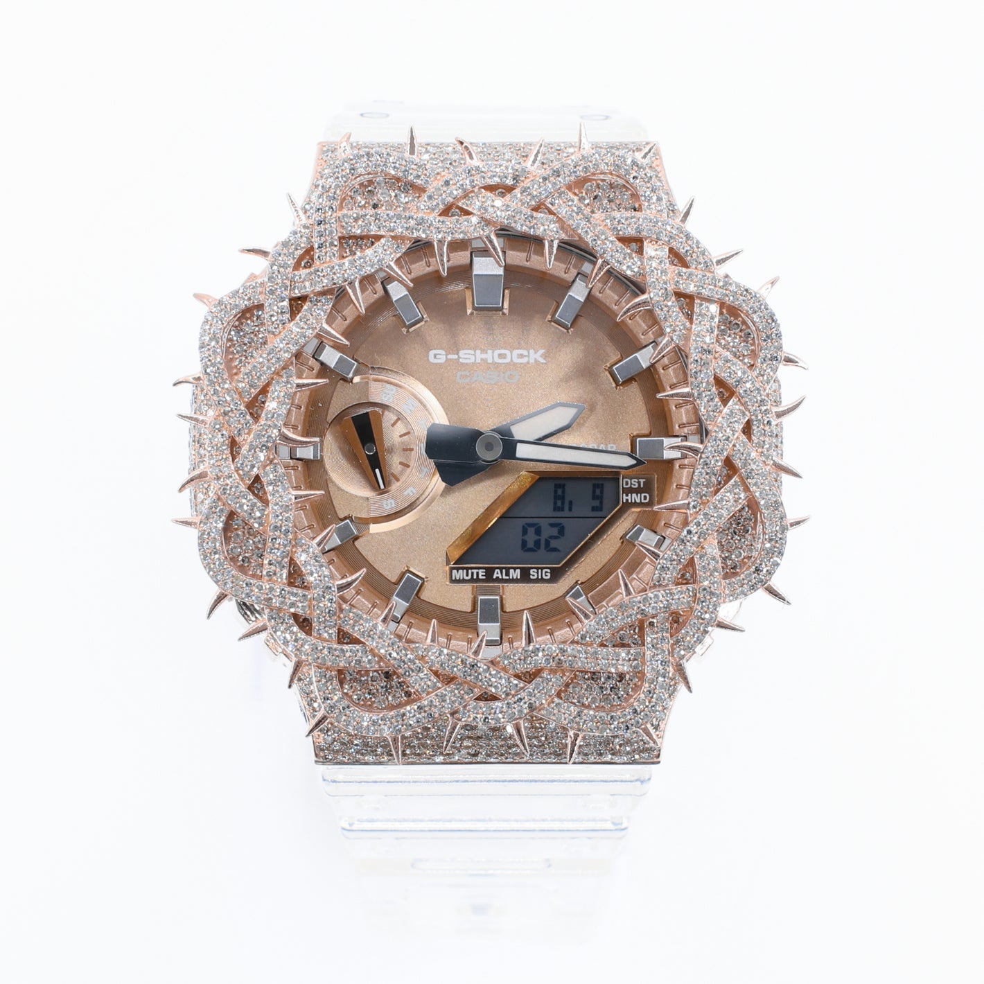 Diamond G-Shock GM2100 Custom Thorn Bezel - Clear Band - 40079