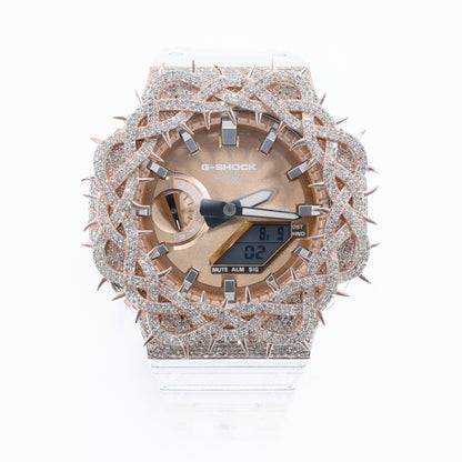 Diamond G-Shock GM2100 Custom Thorn Bezel - Clear Band - 40079