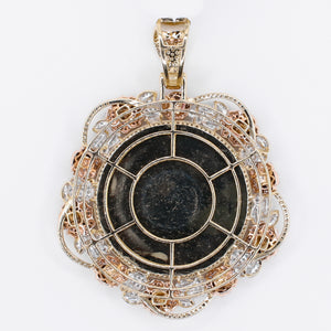 10k Solid Gold Diamond Rose Flower Picture Pendant - 60508