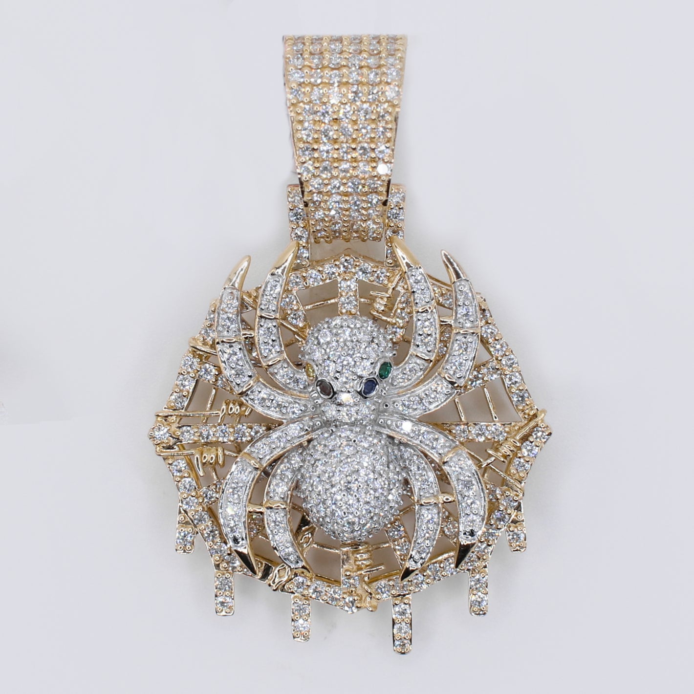10k Solid Gold Lab Diamond Spider Web Pendant -60514