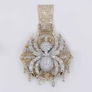 10k Solid Gold Lab Diamond Spider Web Pendant -60514