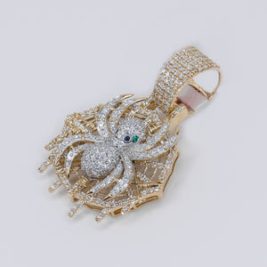 10k Solid Gold Lab Diamond Spider Web Pendant -60514