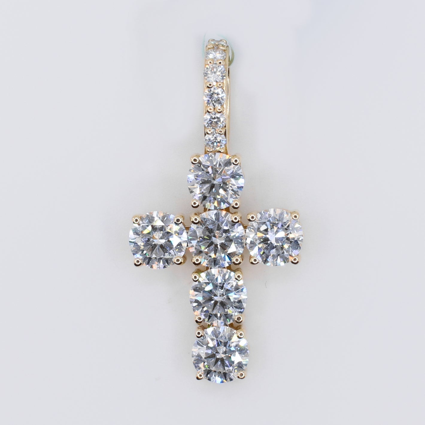 14k Solid Gold Lab Diamond XL Solitaire Cross Pendant -60515