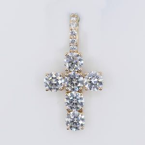 14k Solid Gold Lab Diamond XL Solitaire Cross Pendant -60515