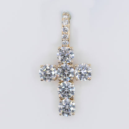 14k Solid Gold Lab Diamond XL Solitaire Cross Pendant -60515