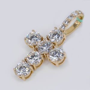 14k Solid Gold Lab Diamond XL Solitaire Cross Pendant -60515