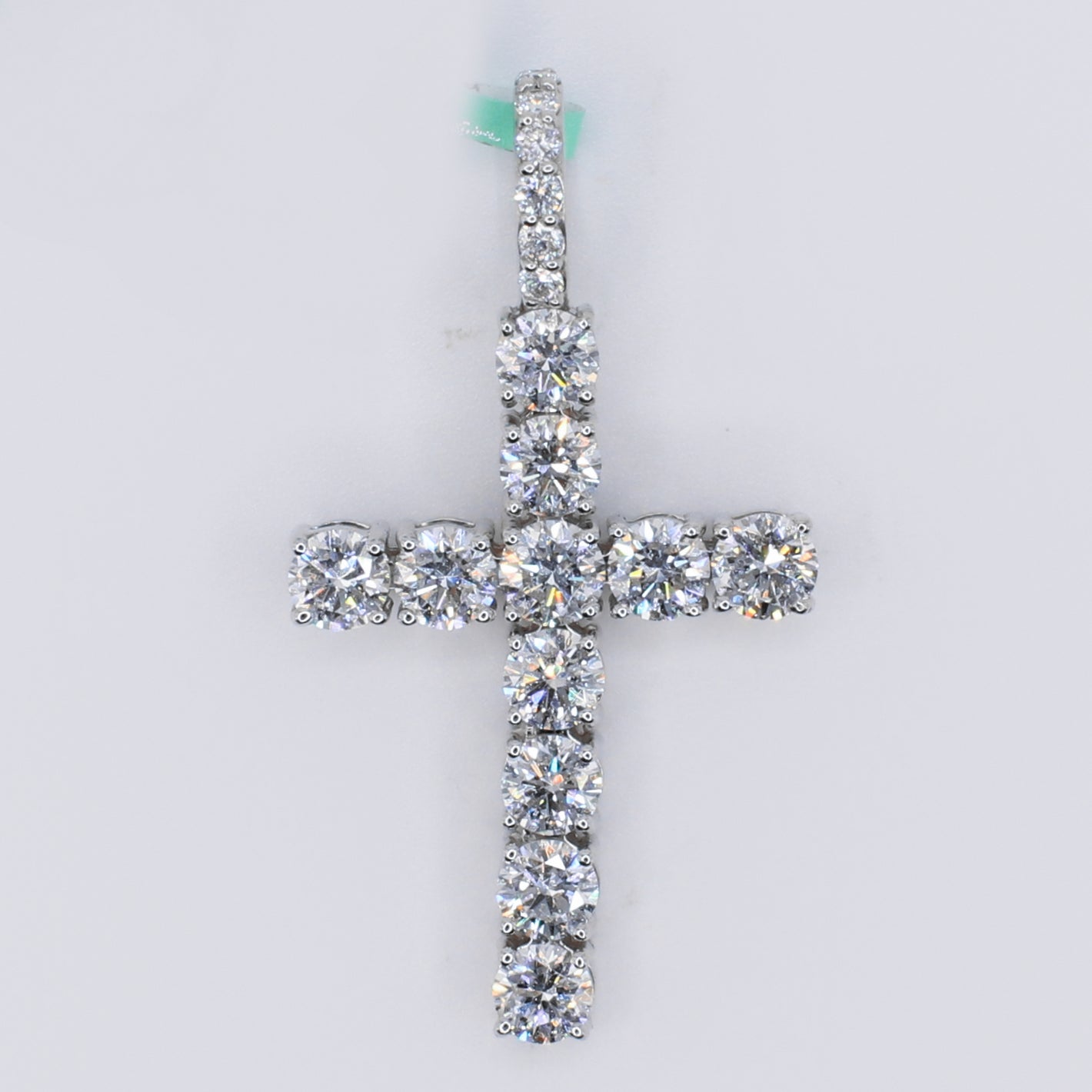 14k Solid Gold Lab Diamond Solitaire Cross Pendant -60516