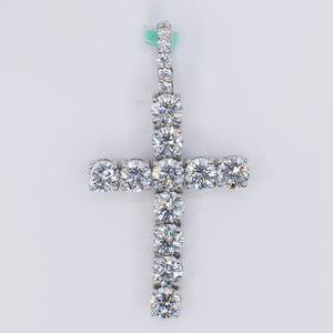 14k Solid Gold Lab Diamond Solitaire Cross Pendant -60516