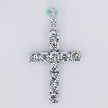 14k Solid Gold Lab Diamond Solitaire Cross Pendant -60516
