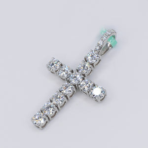 14k Solid Gold Lab Diamond Solitaire Cross Pendant -60516