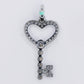 14k Solid Gold Lab Diamond Heart Key Pendant -60519