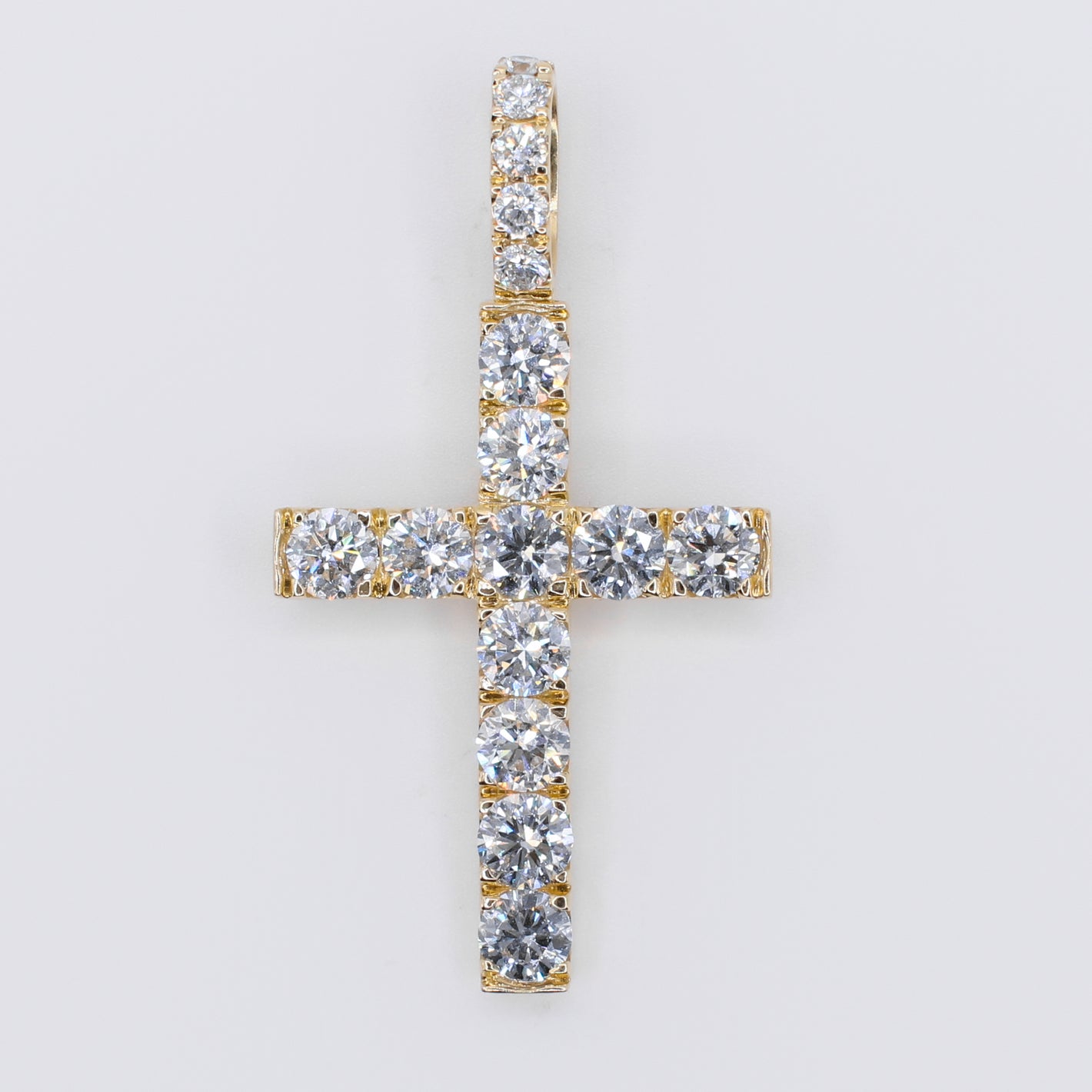 14k Solid Gold Lab Diamond Large Pointer Cross Pendant -60522