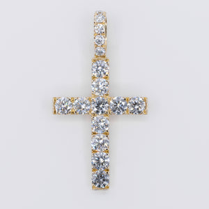14k Solid Gold Lab Diamond Large Pointer Cross Pendant -60522