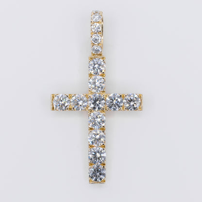 14k Solid Gold Lab Diamond Large Pointer Cross Pendant -60522