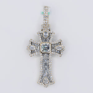 10k Solid Gold Lab Diamond Emerald Cross Pendant -60520
