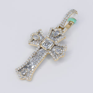 10k Solid Gold Lab Diamond Emerald Cross Pendant -60520
