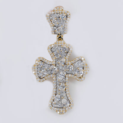 10k Solid Gold Lab Diamond Multi Shaped Pointer Cross Pendant -60521