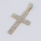 14k Solid Gold Lab Diamond Double Row Pointer Cross Pendant -60524