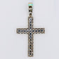 14k Solid Gold Lab Diamond Double Row Pointer Cross Pendant -60524