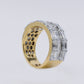14k Solid Gold Lab Diamond Emerald Triple Row Men's Band - 30302