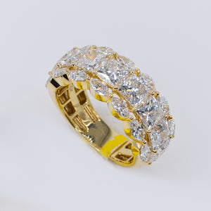 10k Solid Gold Lab Diamond Princess Pointer Men's Band - 30301