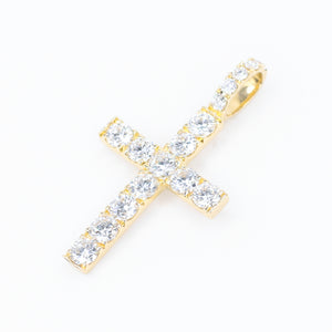 14k Solid Gold Lab Diamond Large Pointer Cross Pendant -60522
