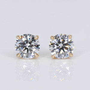 14k Solid Gold Lab Diamond 4.06ct Solitaire Earrings - 50275