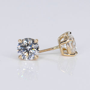 14k Solid Gold Lab Diamond 4.06ct Solitaire Earrings - 50275
