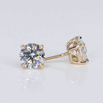 14k Solid Gold Lab Diamond 4.06ct Solitaire Earrings - 50275
