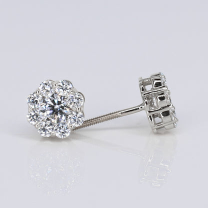 14k Solid Gold Lab Diamond 7.5mm Cluster Earrings - 50278
