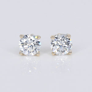 14k Solid Gold Lab Diamond 1.5ct Solitaire Earrings - 50276