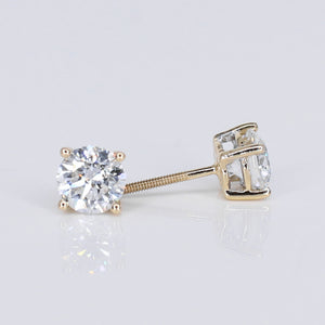 14k Solid Gold Lab Diamond 1.5ct Solitaire Earrings - 50276